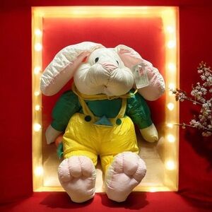 Vintage~1980s~International Silver Company~Parachutes~Plush Bunny Rabbit~Easter